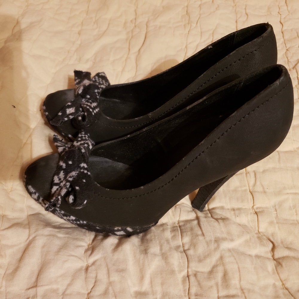 Black Heels with Sweater Detail